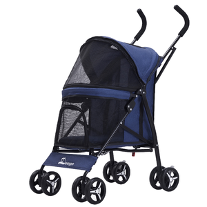 รถเข็นสัตว์เลี้ยงแบบพับได้ 4 ล้อ น้ำหนักเบา ทำจากเหล็กและกระจก พร้อมซิปปิด สำหรับสุนัขและแมว ใช้ได้กับรถยนต์ - Product Image 3