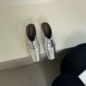 Mules Rétro Françaises à Bout Fermé pour Femmes, Talon Pog, Tendance Mode Printemps-Été-Automne, Semelle 3 cm, Cuir PU, Cristal LSYA16 - Product Image 4