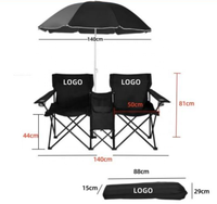 Chaise de plage double portable personnalisée avec sac isotherme et pare-soleil pour la pêche, le camping, le jardin, la plage, utilisation durable en métal et tissu Oxford