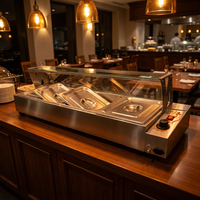 Bain-marie électrique en acier inoxydable pour buffet, vitrine chauffante avec contrôle de température 60-80°C, maintien au chaud 24h/24