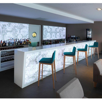 Comptoir de bar en marbre translucide en Corian, grand comptoir de bar avec éclairage LED couleur, comptoir de caisse