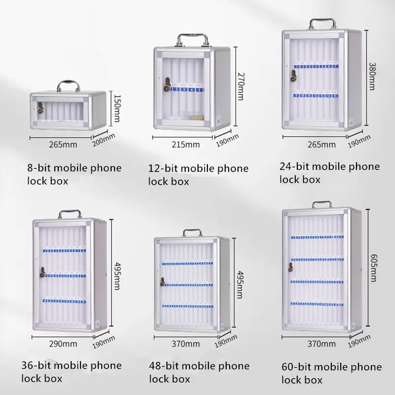 Draagbare Mobiele Telefoon Opbergdoos Met Slot Aluminium Legering Mobiele Telefoon Opbergkast Voor Schoolbedrijf Vergaderruimte