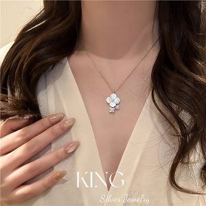 King Silver Jewelry Flower Charm Set 925 Sterling Silver <b>Bracelet</b> Earrings Gift Fashion Jewelry - Product Image 2