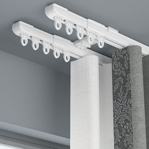 2 tringles à <span class=keywords><strong>rideaux</strong></span> à double <span class=keywords><strong>rail</strong></span> coulissantes Heavy Duty Double Sliding Curtain Long Track Set For Home Decor - Product Image 1