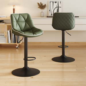 Cómodos Taburetes de Bar Modernos de Piel Sintética para Exteriores, Altura Ajustable, Giratorios 360°, Resistentes al Agua, con Reposapiés Acolchado, para Cocina - Product Image 1