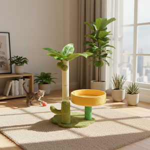 Albero per Gatti Personalizzato all'Ingrosso, Moderno ed Ecologico in Legno, con Tiragraffi, Piattaforma Salto e Nido, Giocattoli Interattivi per Animali Domestici - Product Image 1