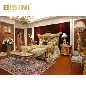 Французская роскошная дизайнерская мебель для спальни, королевская классическая деревянная мебель для спальни, кровать большого размера