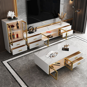<span class=keywords><strong>Mueble</strong></span> de <span class=keywords><strong>TV</strong></span> Moderno y Lujoso para Sala de Estar con Almacenamiento, 2 m, Madera y Placa de Roca, Patas de Metal Dorado, <span class=keywords><strong>Mueble</strong></span> de Entretenimiento Duradero para el Hogar y Hoteles - Product Image 4