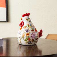 Figurine de coq en céramique peinte à la main, style rétro américain, décoration artisanale pour meuble TV, entrée, salon, aménagement intérieur