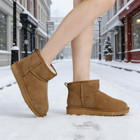 Desain Sederhana & Nyaman Sepatu Bot Salju Musim Dingin Khusus Wanita Bahan Suede Sapi Lapisan Kulit Domba Anti Selip Model Bootie Pendek