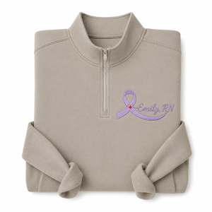 Sudadera Personalizada con Cierre de Cremallera y Lazo Bordado de Concienciación para Enfermeras RN con Nombre Personalizado - Product Image 4