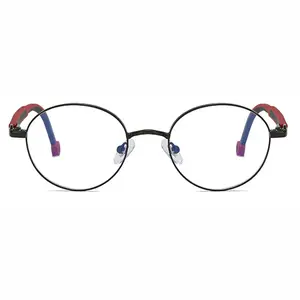 2024 nuovo design rotondo in metallo cornice ottica anti blu occhiali per ragazze e ragazzi