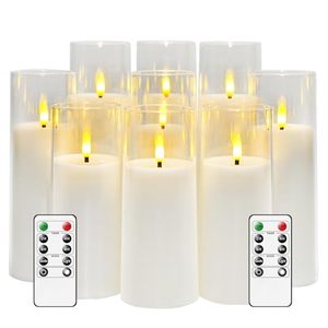 Pin LED Flameless nến đèn Đèn hoặc sạc đen LED Nến Trong thủy tinh với fickering di chuyển ngọn lửa - Product Image 1