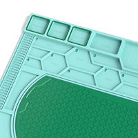 TE-736 Ensemble de tapis de réparation 2-en-1, grand tapis en PVC 600*388mm + petit tapis en silicone 462*185mm, tapis de travail résistant à la chaleur pour la réparation de téléphones