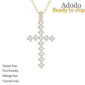 Minimalist 14k Gold Filled Eco-friendly Copper Claw Setting 2.8mm Zircon Jewelry Dainty Layered <b>Cross</b> Pendant Necklace for Women - Product Image 1