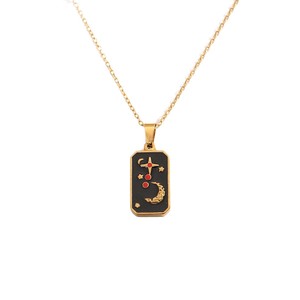 European Retro Tarot Card Necklace, 3D Embossed Enamel Pendant, Niche Design Stainless Steel Fashion <strong>Neck</strong> Jewelry for Women - Product Image 5