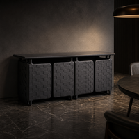 Buffet Rétro Moderne en Bois de Frêne Naturel avec Portes à Texture en Relief, Meuble de Rangement de Luxe pour Salon