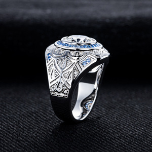 Bague de mariage pour homme tendance en argent sterling 925 plaqué rhodium, incrustée de moissanite couleur D de 3 carats, forme géométrique, troisième anniversaire - Product Image 1