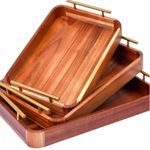 Plato Rectangular Ecológico de Madera de Nogal Negro Japonés para Servir Dim Sum, Pasteles, Té y Cena en Hoteles - Product Image 1
