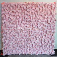 Panneau mural carré DKB 8x8 pieds en soie artificielle rose, arrangement de fleurs artificielles pour la décoration de cérémonie de mariage