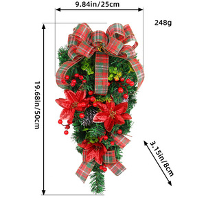 Guirlande de Noël en forme de goutte d'eau YUELIAN, écologique, en plastique artificiel, avec baies rouges et cônes de pin, pour accrocher à la porte d'entrée, en extérieur - Product Image 5