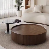 Ensemble de tables basses en bois massif de style nordique italien pour salon, mobilier moderne pour usage domestique, design rond, luxe léger