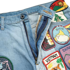 <span class=keywords><strong>Jeans</strong></span> svasati da <span class=keywords><strong>uomo</strong></span> con taglio ricamato personalizzato per cucire con applicazioni in vita media - Product Image 2