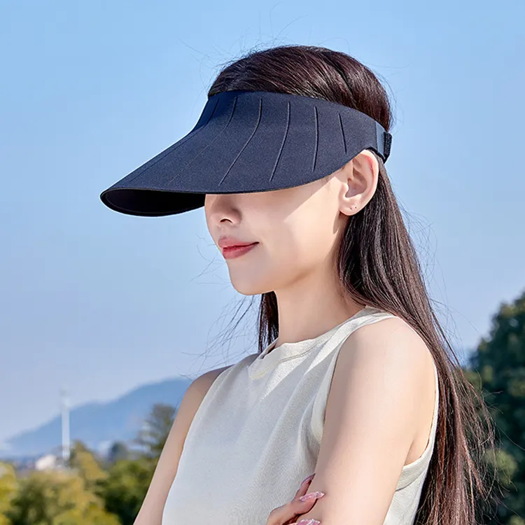 Women's Summer Sunscreen Cap Sport Running Visor Large Brim Anti-UV Protection Empty Top Hats Cycling Golf
