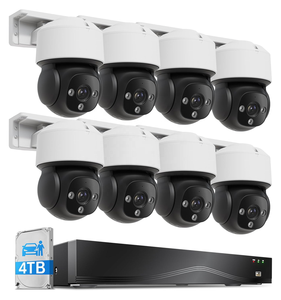 Système de caméra de surveillance CCTV 16 canaux 4K PoE avec 8 caméras 8MP, détection faciale IA, suivi automatique 360°, communication bidirectionnelle et alarme sirène, stockage 4 To - Product Image 1
