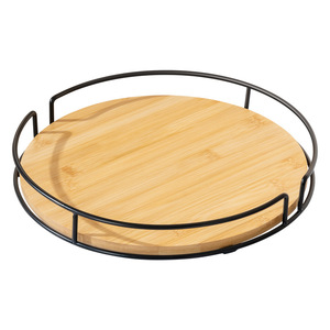 Organizador giratorio de especias de bambú para encimera de cocina, para almacenar aceite, sal, salsa de soja y vinagre, con marco de metal y base de madera. - Product Image 4