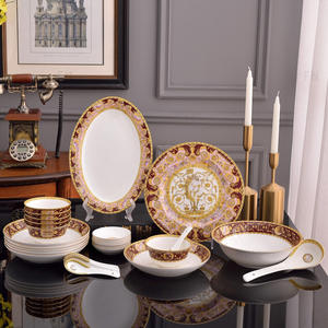 Vente en gros de nouveaux services de table en porcelaine de luxe européens de 28 pièces et de services de table en porcelaine fine rose - Product Image 1