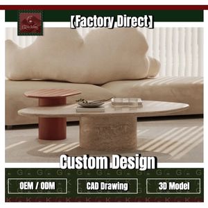 Mesa de Centro de Travertino GOLDKING para Sala de Estar, Mesa de Piedra Beige Natural, Muebles Modernos de Diseño Personalizado con Servicio OEM/ODM - Product Image 1