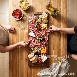 Planche à découper en bois massif 92x30x2,5 cm, plateau de service moderne et simple pour la présentation des aliments en cuisine - Product Image 2