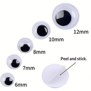 Autocollants pour yeux d'animaux en résine noire et blanche, adhésifs, pour enfants, accessoires de bricolage faits à la main, pour les 0-24 ans - Product Image 6