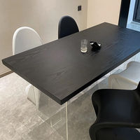 Acryl-Tischplatte Rechteckiger Esstisch Esszimmermöbel Modernes Minimalistisches Design Holzbeine 4-Sitzer für Zuhause und Kleine Räume