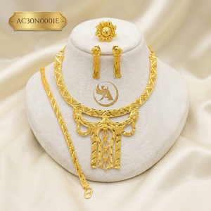 Conjunto de Collar de Lujo Chapado en Oro con Borlas y Pendientes de Flor para Mujer, Joyería de Moda para Boda y Fiesta - Product Image 1