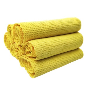 ผ้าเช็ดรถเมอร์บาว 40x40 ซม. ผ้าไมโครไฟเบอร์หนาพิเศษ ลายวาฟเฟิลรังผึ้ง สีเหลืองอเนกประสงค์ สำหรับทำความสะอาดกระจก - Product Image 4