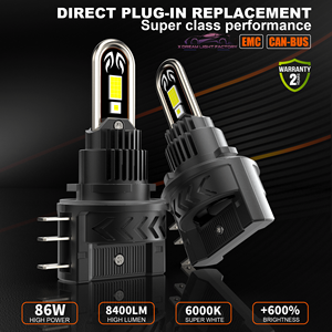 Легкая установка H15 U60 86W 8600LM 6075 15 чипов 45mil 3535 4 чипа IP68 бесшумный вентилятор Canbus светодиодные фары U-образная медная трубка - Product Image 2