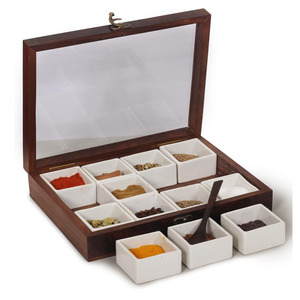 Wooden Spice Box Masala Spice Box for Kitchen Pantry Cabinet Drawer Tabletop etc