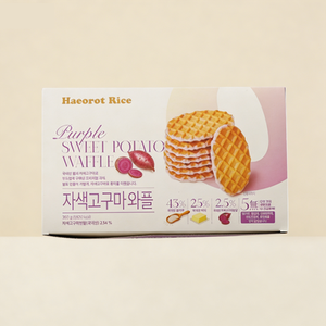 Haeorot Rice Purple <b>Sweet</b> Potato Waffle Oil-Free Baked Korean Rice Waffle 18g × 20 Pcs Dessert Diet Snack Portable - Product Image 6