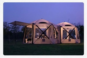 Carpa <span class=keywords><strong>de</strong></span> Camping Hexagonal <span class=keywords><strong>de</strong></span> 360 cm, Carpa <span class=keywords><strong>de</strong></span> Comedor Impermeable con Revestimiento <span class=keywords><strong>de</strong></span> PU Oxford 300D <span class=keywords><strong>para</strong></span> 8-11 <span class=keywords><strong>Personas</strong></span> - Product Image 3