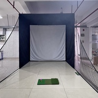 Cage de golf portable 2,65x2,65m avec écran anti-impact HD et filet de retour pour simulateur d'entraînement en intérieur et en extérieur
