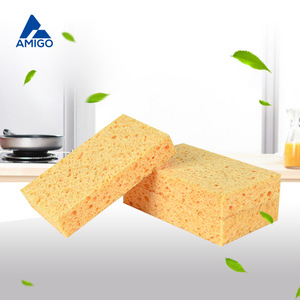 Esponja de pulpa de madera amarilla Amigo, bloque rectangular para lavar platos, limpiar ollas y sartenes - Product Image 1
