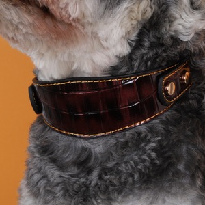 Kalung Anjing Motif Buaya untuk Luar Ruangan Ukuran Sedang dan Besar Bahan PU Kalung Hewan Peliharaan - Product Image 3