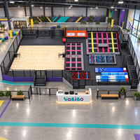Équipement de parc de trampolines intérieur Vabibo Factory TP088, basketball, dodgeball, obstacles ninja, enfants, FEC, mousse EPE/EVA/PU haute densité