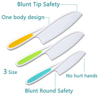 Couteaux pour enfants 3 pièces couteaux de chef de cuisine ensemble de couteaux en plastique joyeux pour enfants pain gâteau salade et laitue