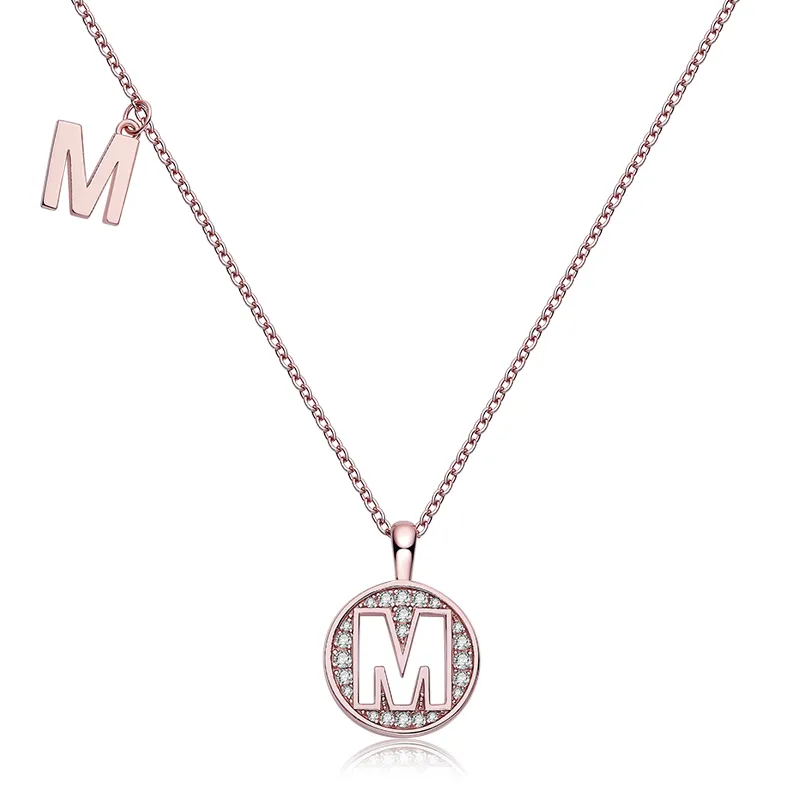 Sgarit colares masculinos, joias de hip hop banhadas a ouro rosa, prata 925, letras do alfabeto de joias de moissanite 0.13ct