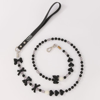 Laisse pour animaux de compagnie personnalisée en fil d'acier perlé fait main, rembourrée, à dégagement rapide, motif dessin animé, pour petits chiens et chats, style luxe et mode