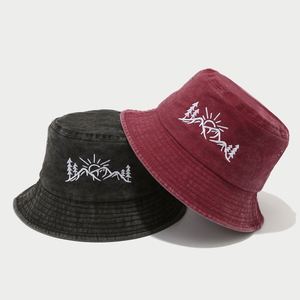 Casquette de pêcheur personnalisée avec broderie de paysage montagneux, en coton délavé, chapeau de pêcheur, chapeau de soleil - Product Image 2