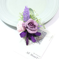 Ensemble de boutonnières artificielles violettes pour mariage, avec design lavande et rose, pour les demoiselles d'honneur et les événements formels